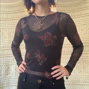 Mesh Long Sleeve With Roses 🥀